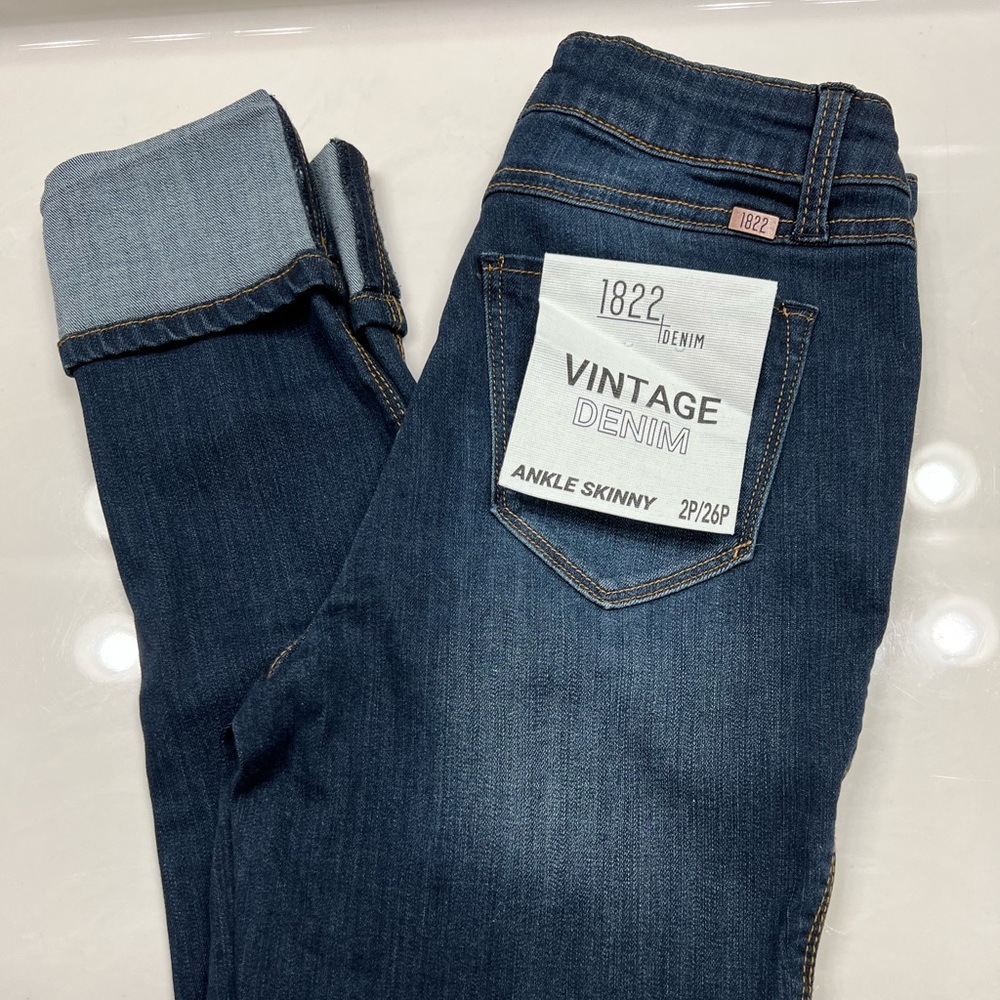 NWT 1822 Denim Berlin Low Rise Vintage Skinny Jeans, 2P, Indigo